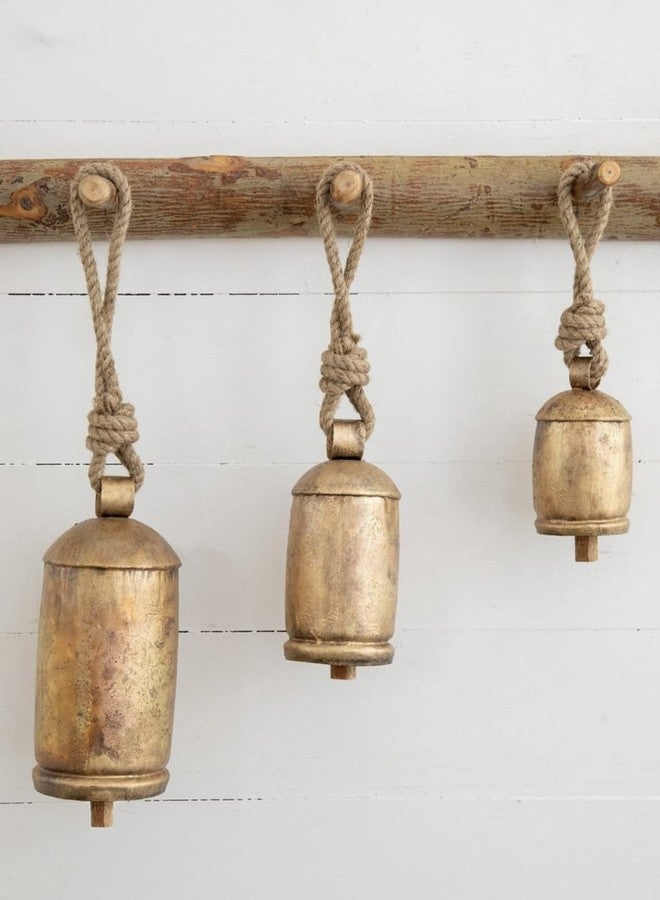 THOR INSTRUMENTS Set of 3 Giant Harmony Cow Bells Huge Vintage Handmade Rustic Lucky Christmas Hanging Bells On Rope - Image 5